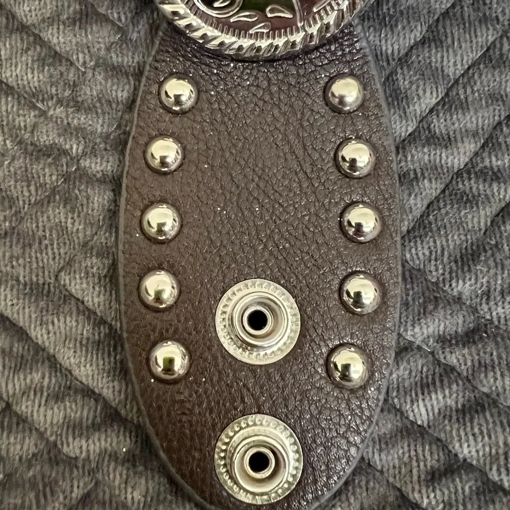 Silver Tone And Leather Bracelet. - Picture 6 of 8